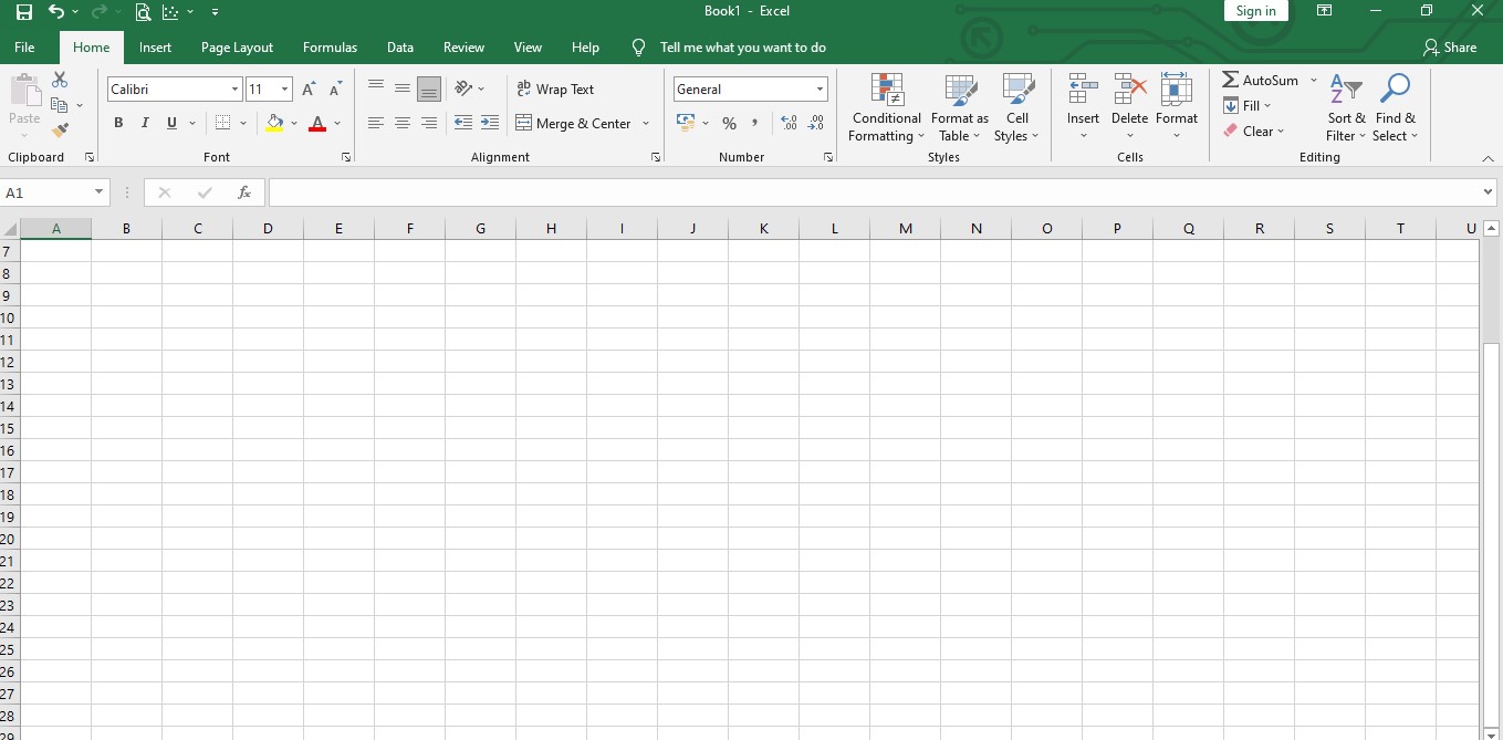 Tampilan Excel Manual